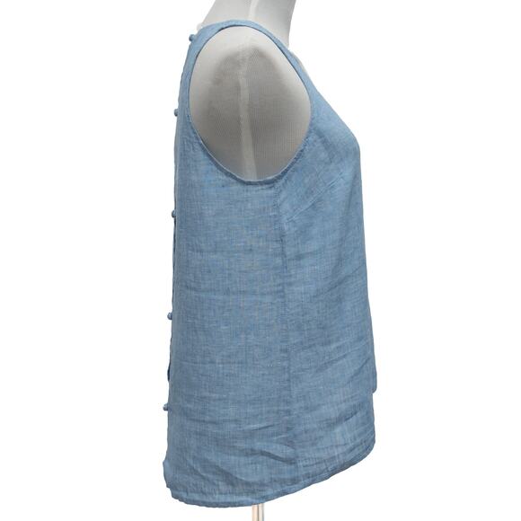 Joie Chambray Delave Sleeveless Button-Back Linen Dany Top Size XS - Picture 4 of 9